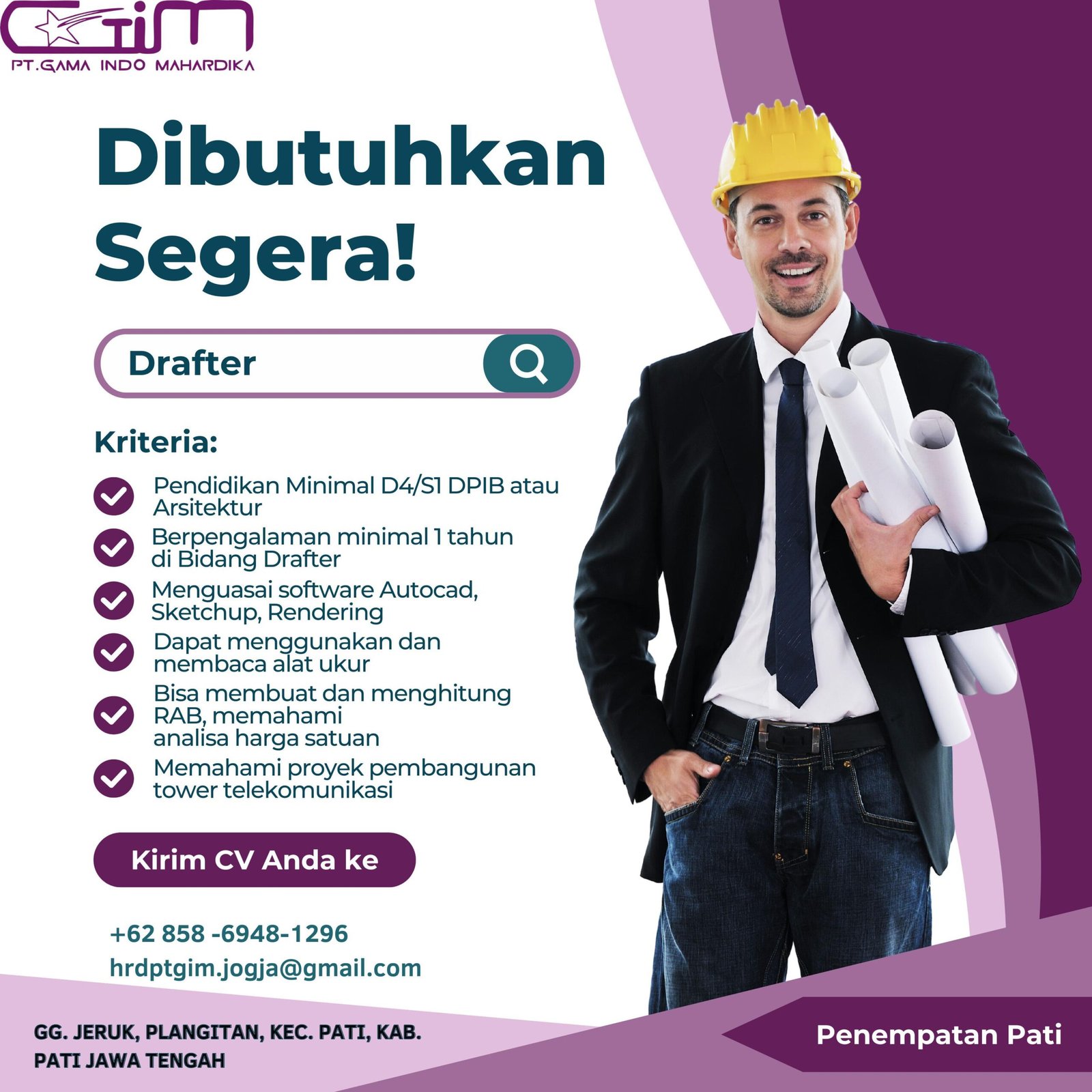 lowongan pekerjaan drafter pati